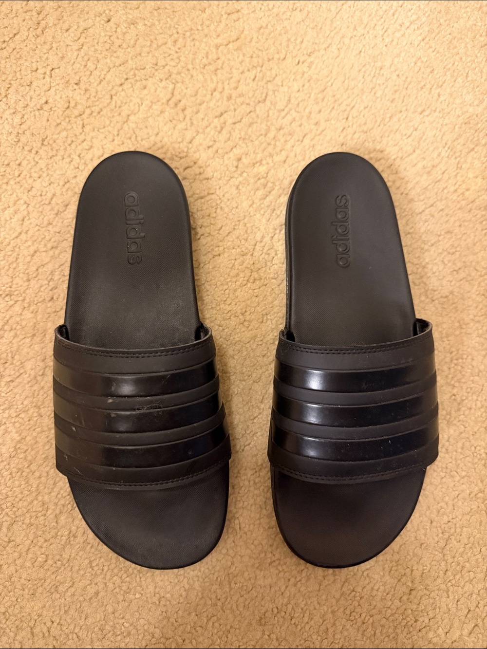 adidas Black Men's Slide Sandals with Striped Strap